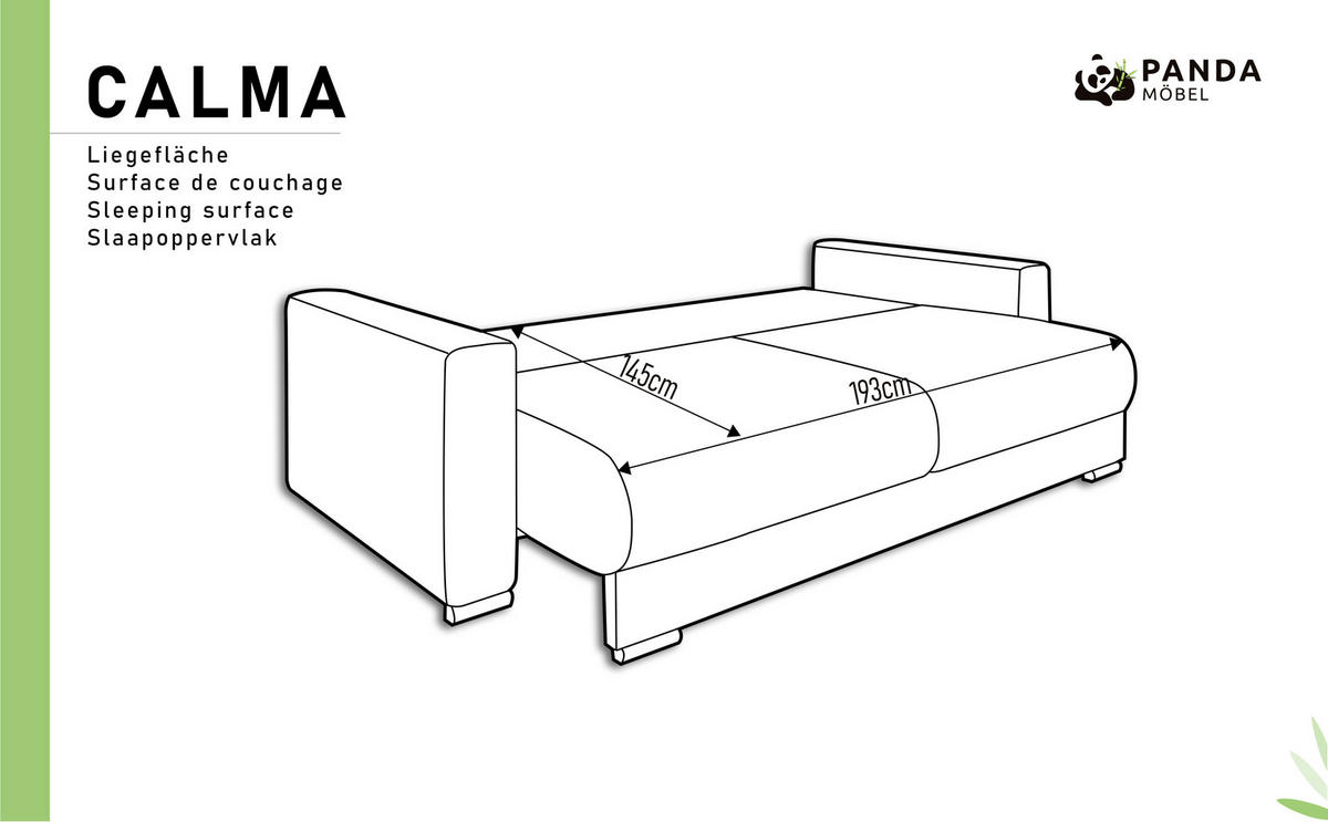 SCHLAFSOFA Calma mit Bettkasten 3-Sitzer modernen Stil, Graubraun - Graubraun, Holz (229/87/97cm) - Panda Möbel