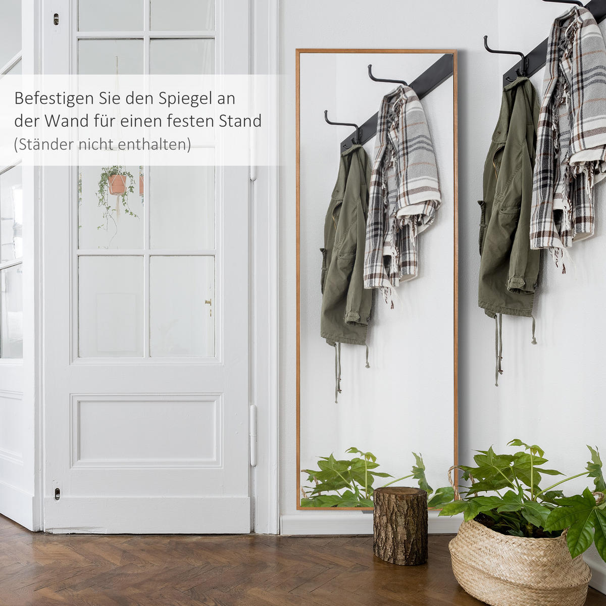 WANDSPIEGEL - Naturfarben, Glas/Holzwerkstoff (48/125/45cm) - HOMCOM