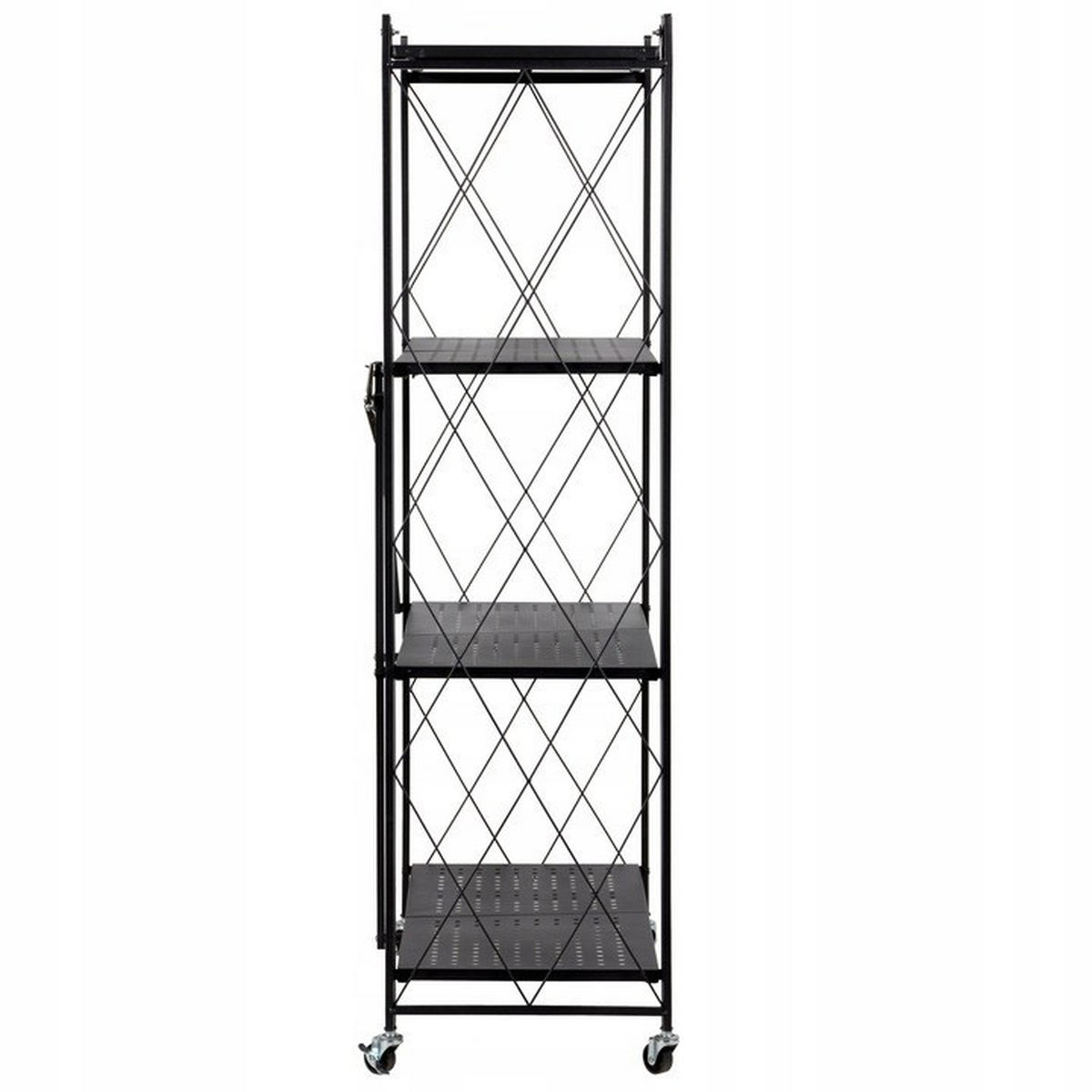 RAFT metalic rabatabil cu roți - negru, compozit lemnos (72/127/34cm) - RAUMHIRSCH FURNITURE