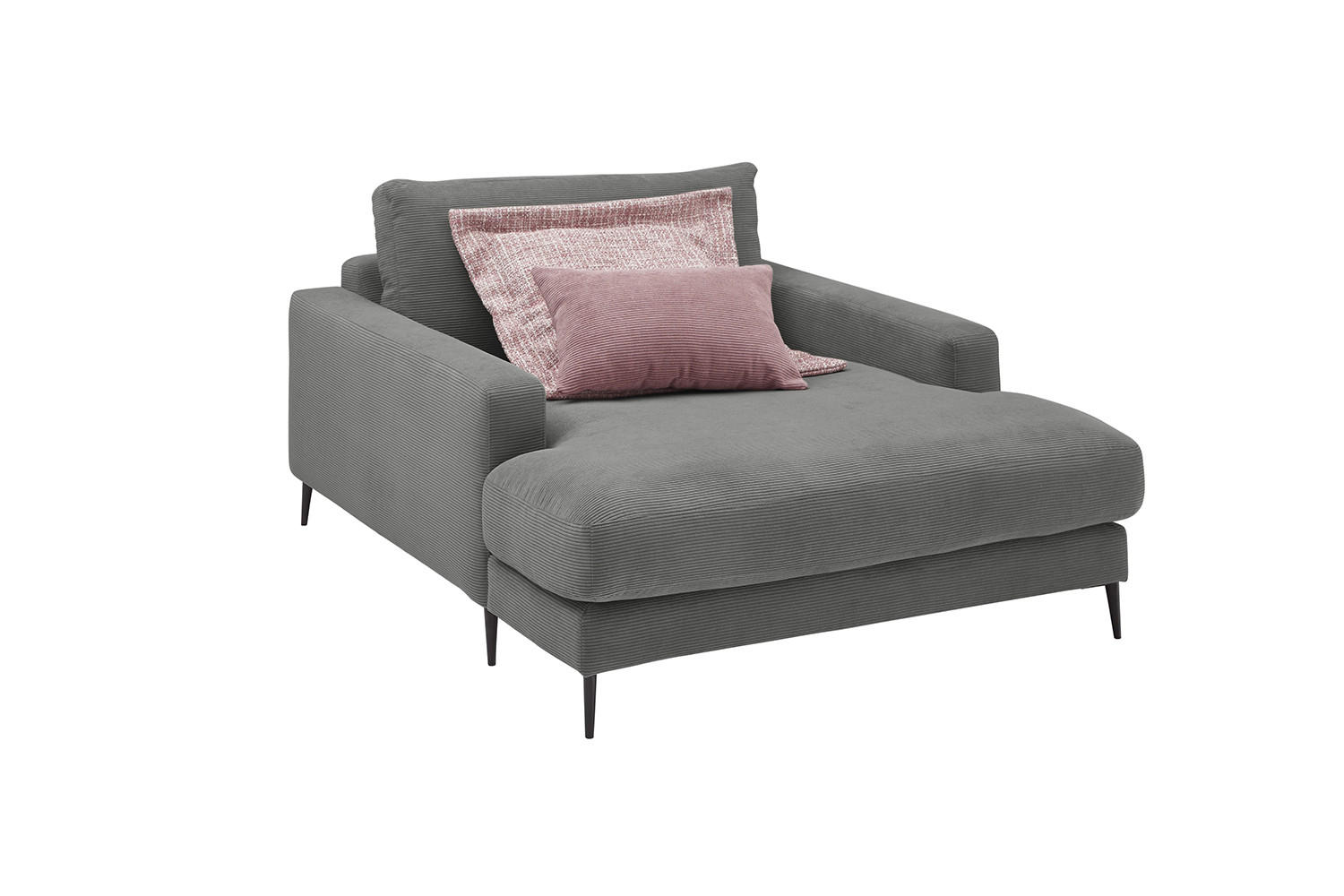 LONGSEAT CARA Anthrazit Cord - Anthrazit/Schwarz, Textil/Metall (132/84/170cm) - KAWOLA