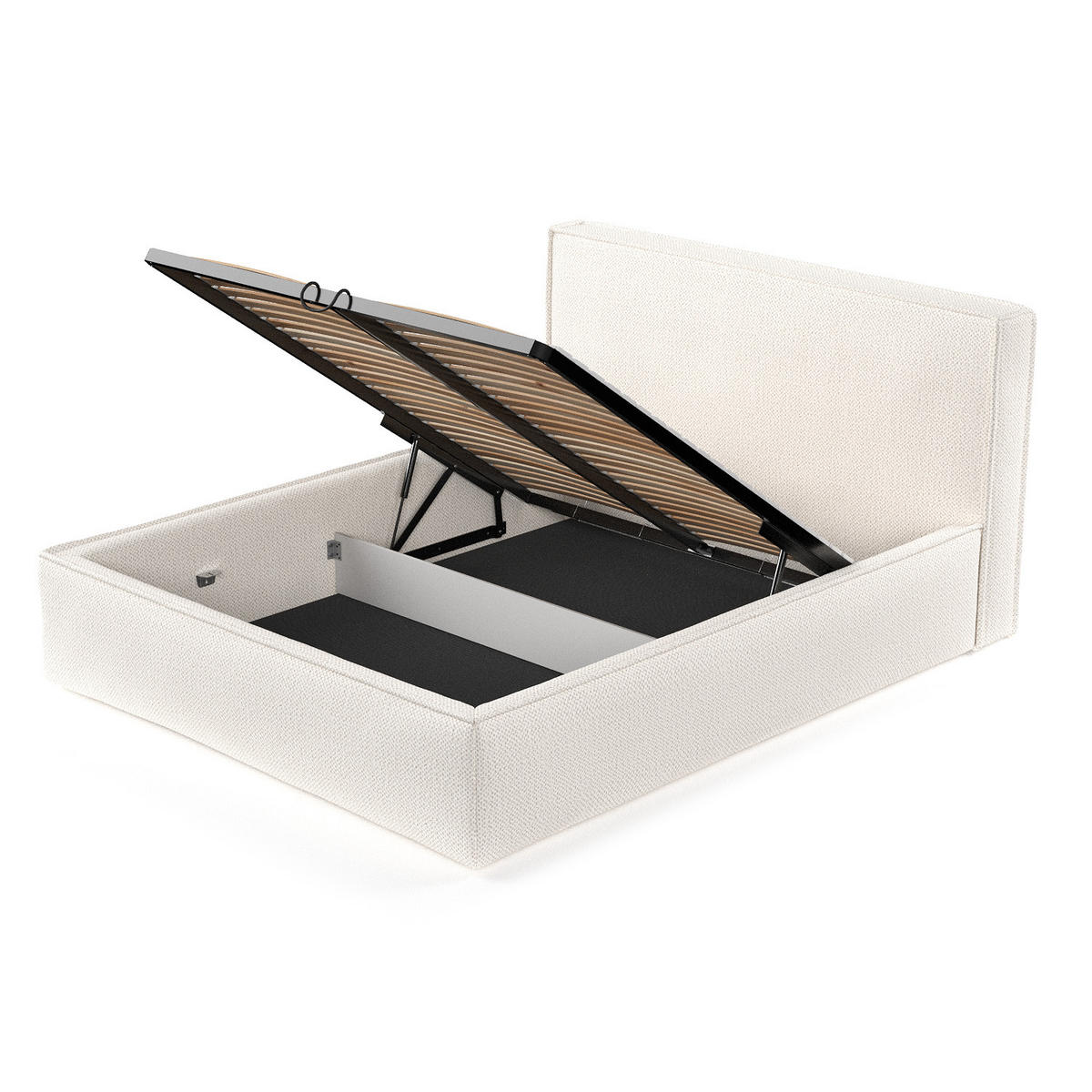 POLSTERBETT Lounge Creme 160/200 cm im Chenille-Stoff - Creme/Schwarz, Holz/Holzwerkstoff (160/200cm) - Maison de Reve