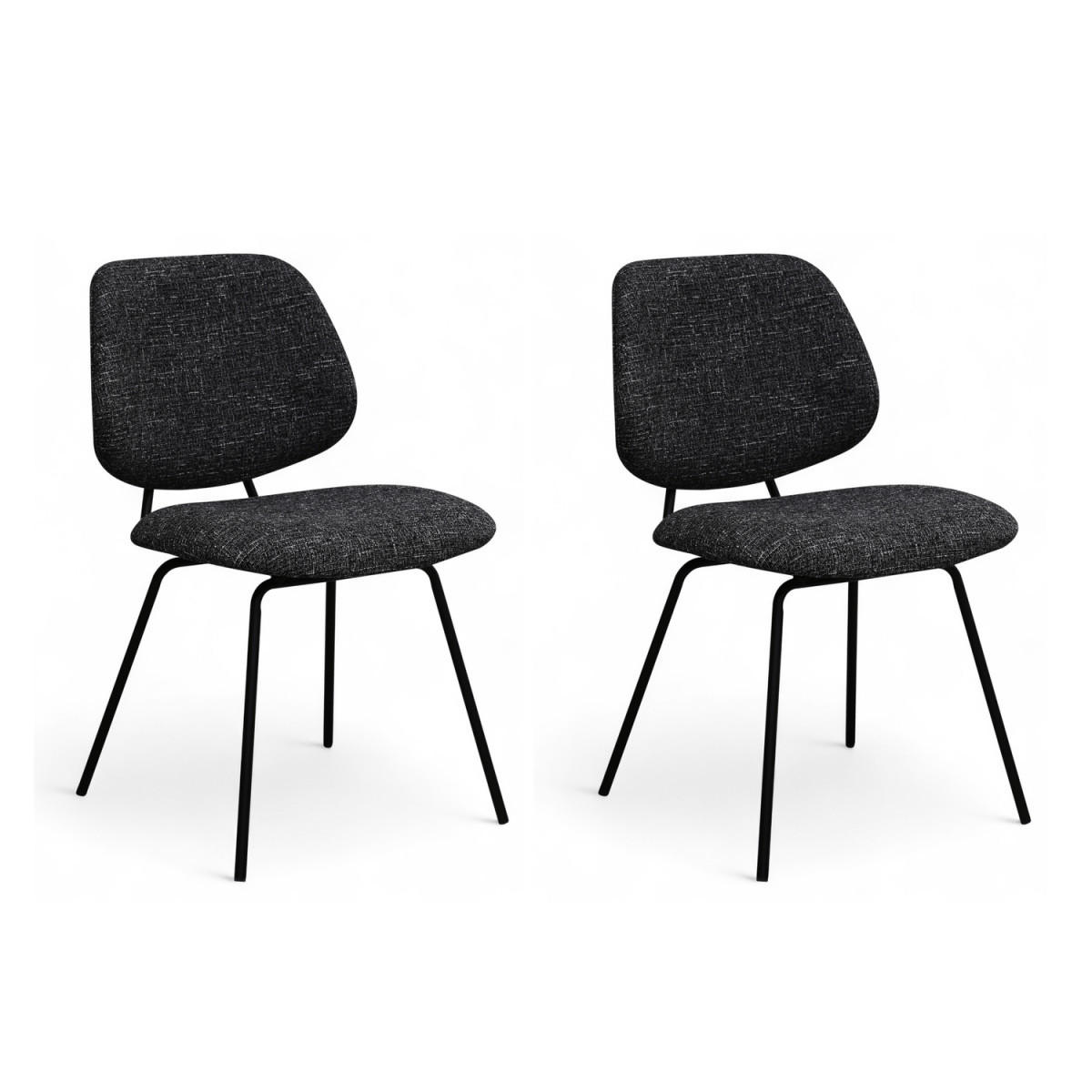 STUHL-SET 2 Stück in Teddystoff Schwarz - Schwarz, Textil/Metall (50/82/58cm) - Furnhouse