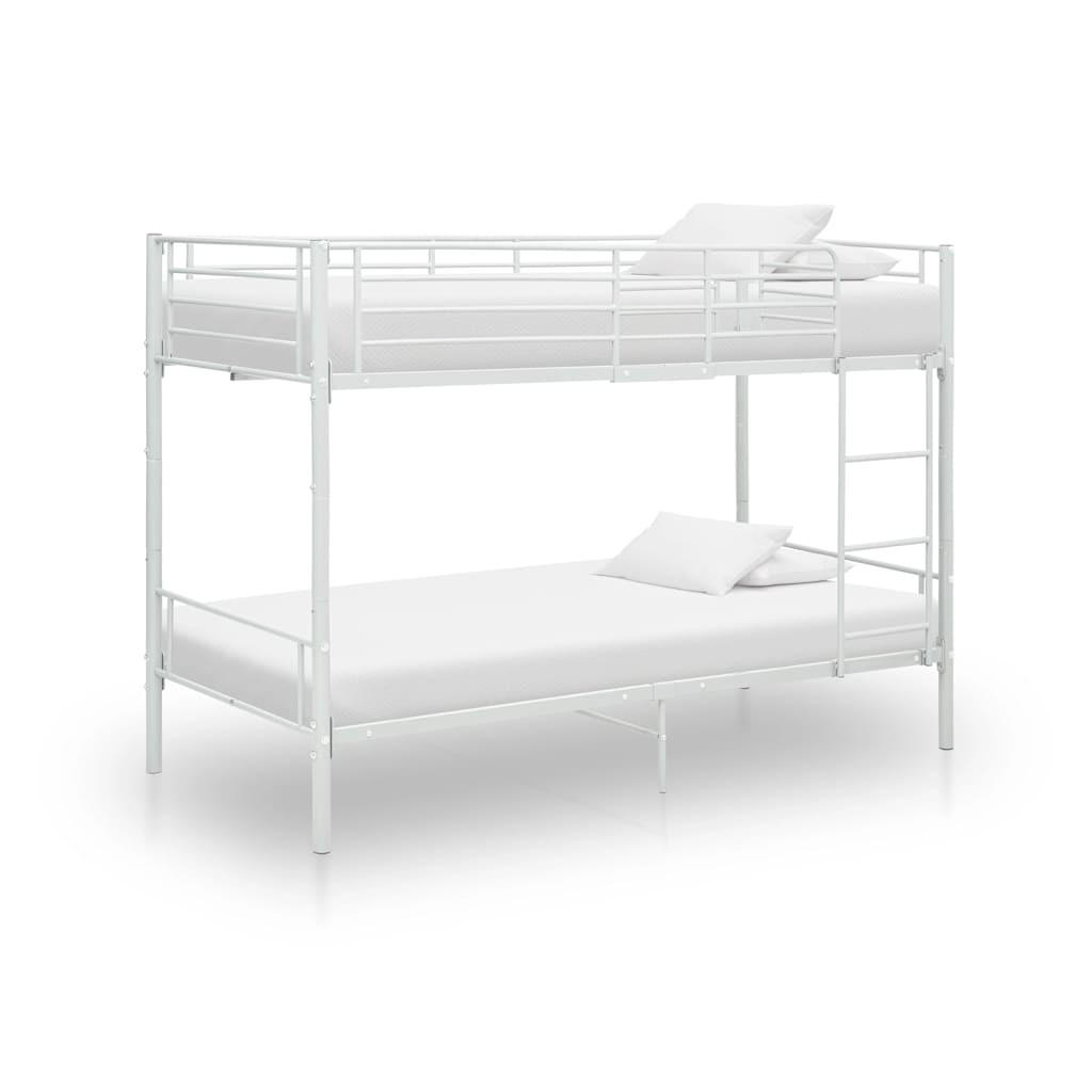 ETAGENBETT WEISS METALL 90×200 CM - Weiß, Metall - vidaXL