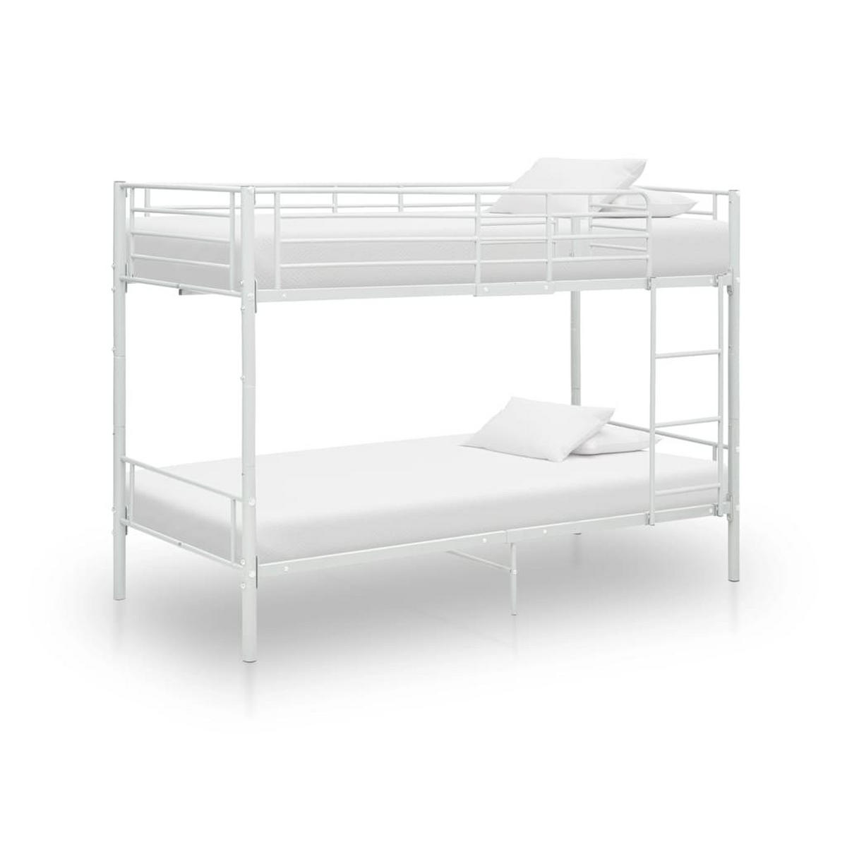 ETAGENBETT WEISS METALL 90×200 CM - Weiß, Metall - vidaXL
