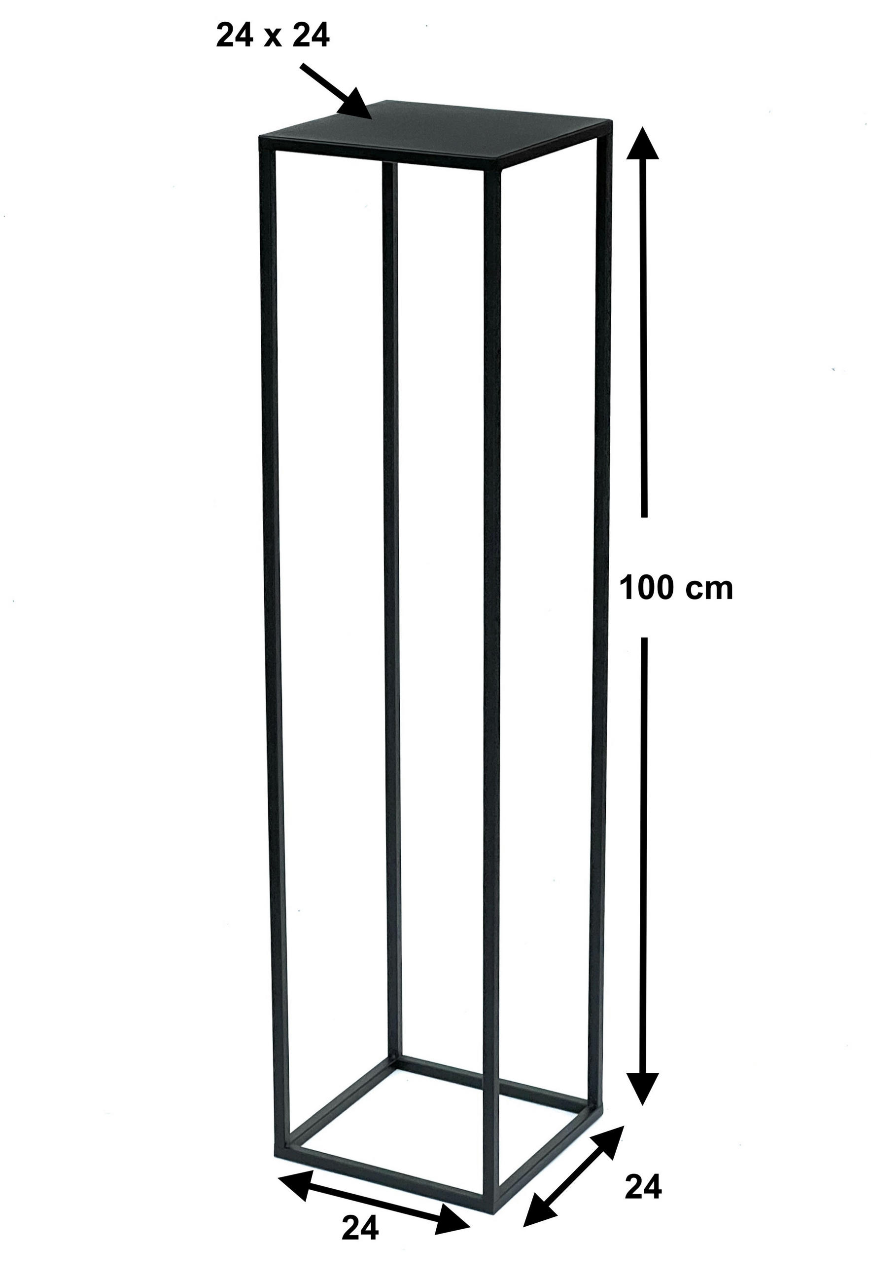 BLUMENHOCKER Metall Schwarz Eckig 100 cm - Schwarz, Metall (24/100/24cm) - DanDiBo