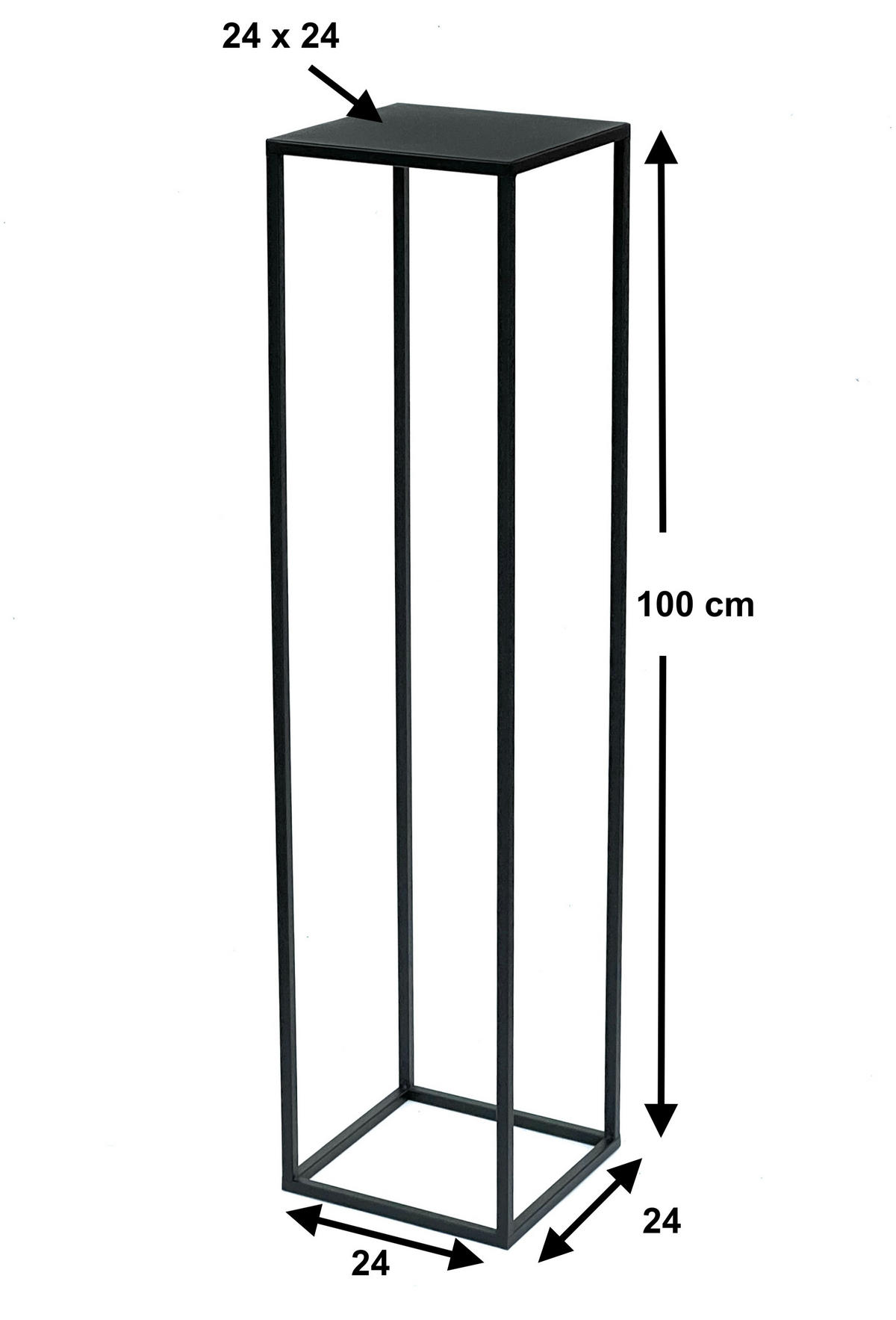 BLUMENHOCKER Metall Schwarz Eckig 100 cm - Schwarz, Metall (24/100/24cm) - DanDiBo