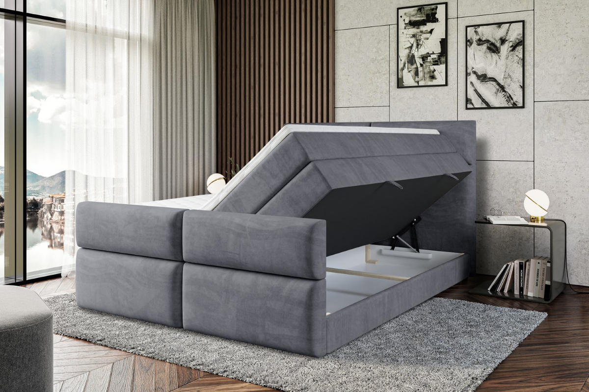 BOXSPRINGBETT BOXI3-Z KING - 120x200 - H3/H4 - Dunkelgrau - Dunkelgrau, Holzwerkstoff (120/200cm) - ALTDECOR