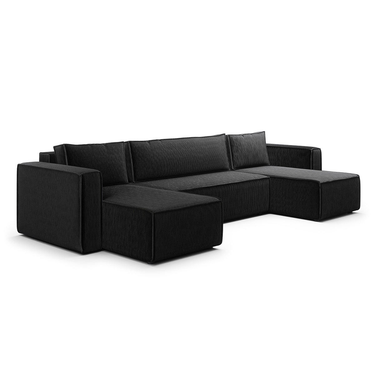PANORAMASOFA Ezekiel 5 Sitzplätze Schwarz - Schwarz, Holz (309/73/145cm) - Petits-meubles
