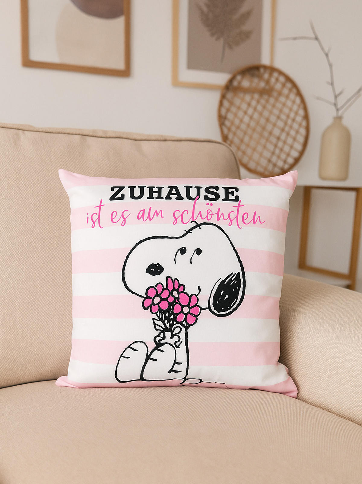 ZIERKISSEN The Peanuts Snoopy Rosa Weiß 40 x 40 cm - Rosa, Textil (40/40cm) - United Labels