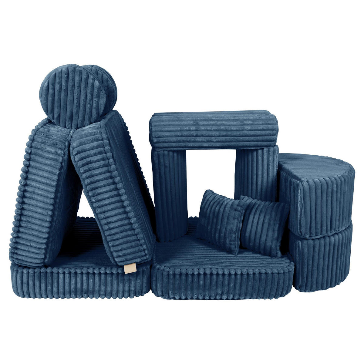 KINDERSOFA Pocket Max modular 12-tlg. aus Plüschcord in Mitternachtsblau - Beere, Textil (120/25/60cm) - MeowBaby