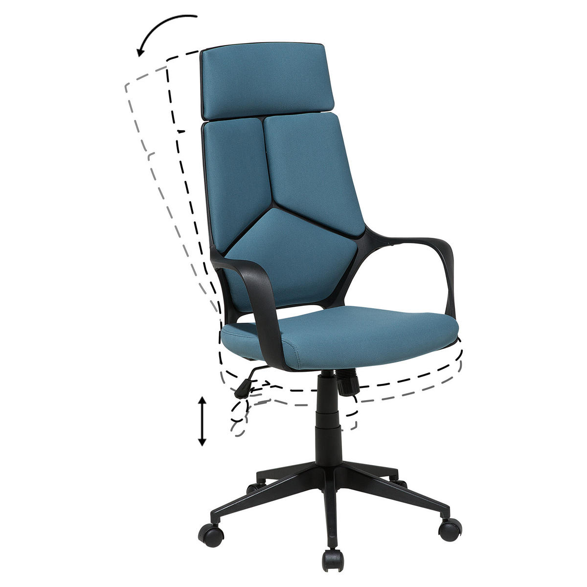 BÜROSTUHL Polyester Blau Delight - Blau, Kunststoff/Textil (64/116/64cm) - Beliani