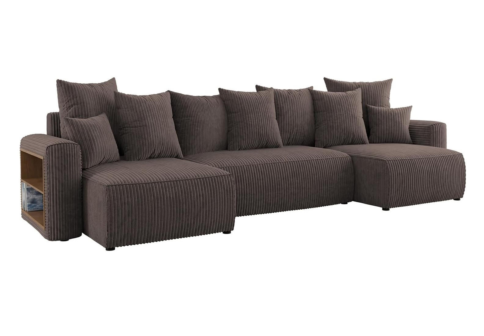 ECKSOFA SOLARIS U - Schwarz/Braun, Holzwerkstoff (312/142cm) - Meblini