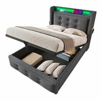 POLSTERBETT 90/200 mit Bettkasten, LED und USB in Grau - Grau, Holzwerkstoff/Textil (90/200cm) - EVRYAE
