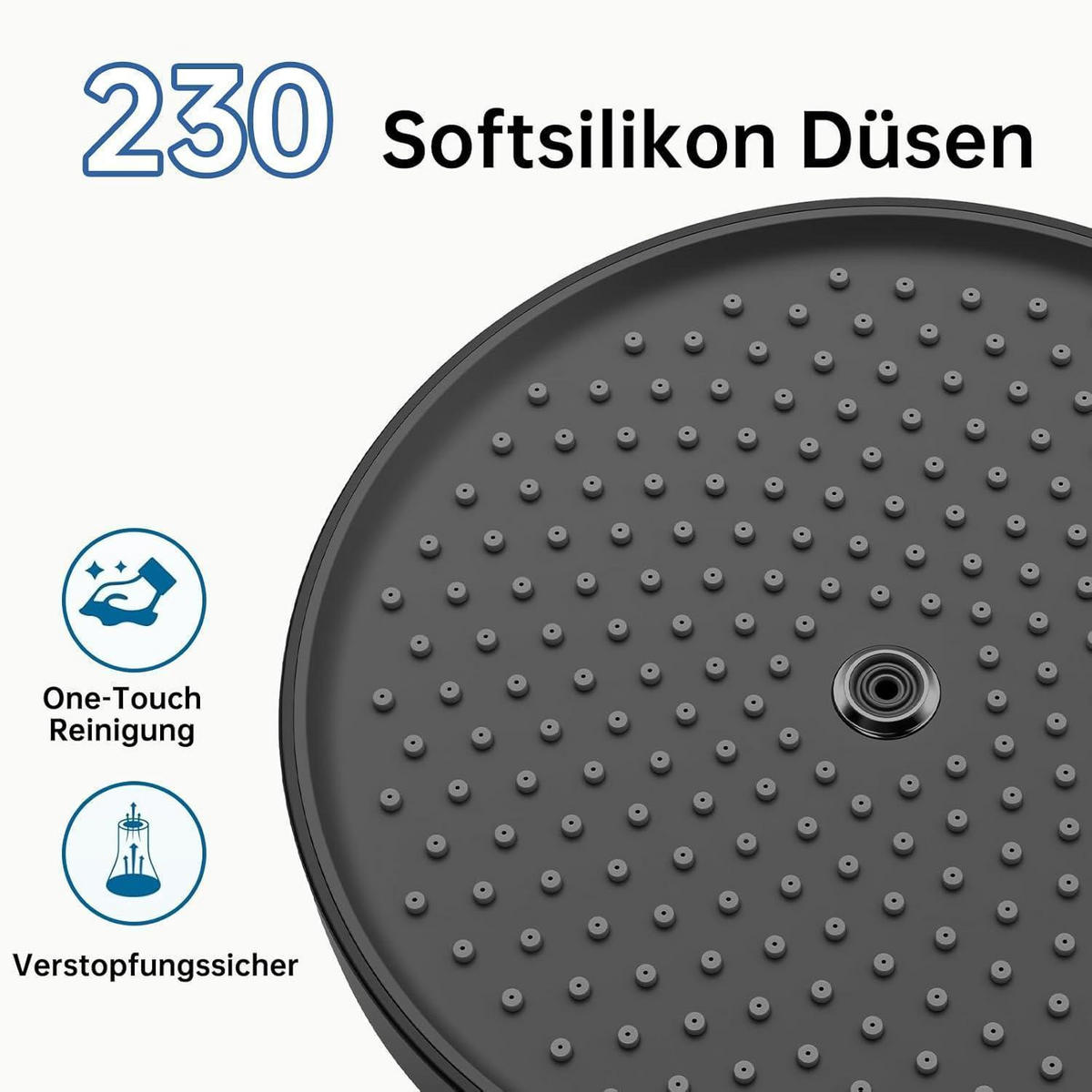 DUSCHKOPF 10 Zoll Regendusche Matt Schwarz - Schwarz, Metall (7/12.7/20cm)