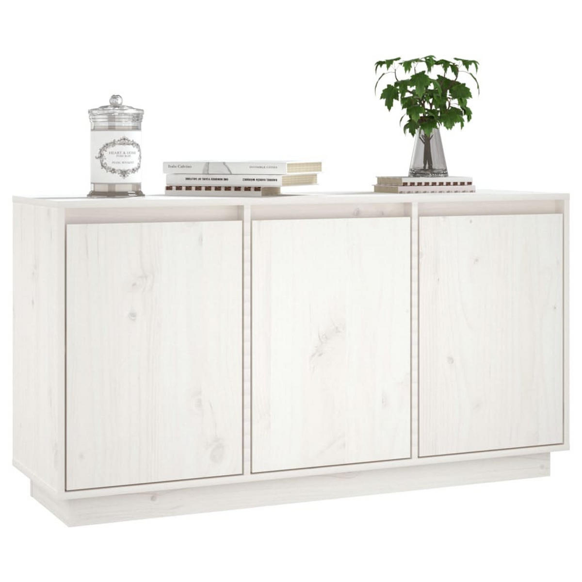 SIDEBOARD Weiss 111/34/60 Cm Massivholz Kiefer - Weiß, Holz (34/60/111cm) - vidaXL