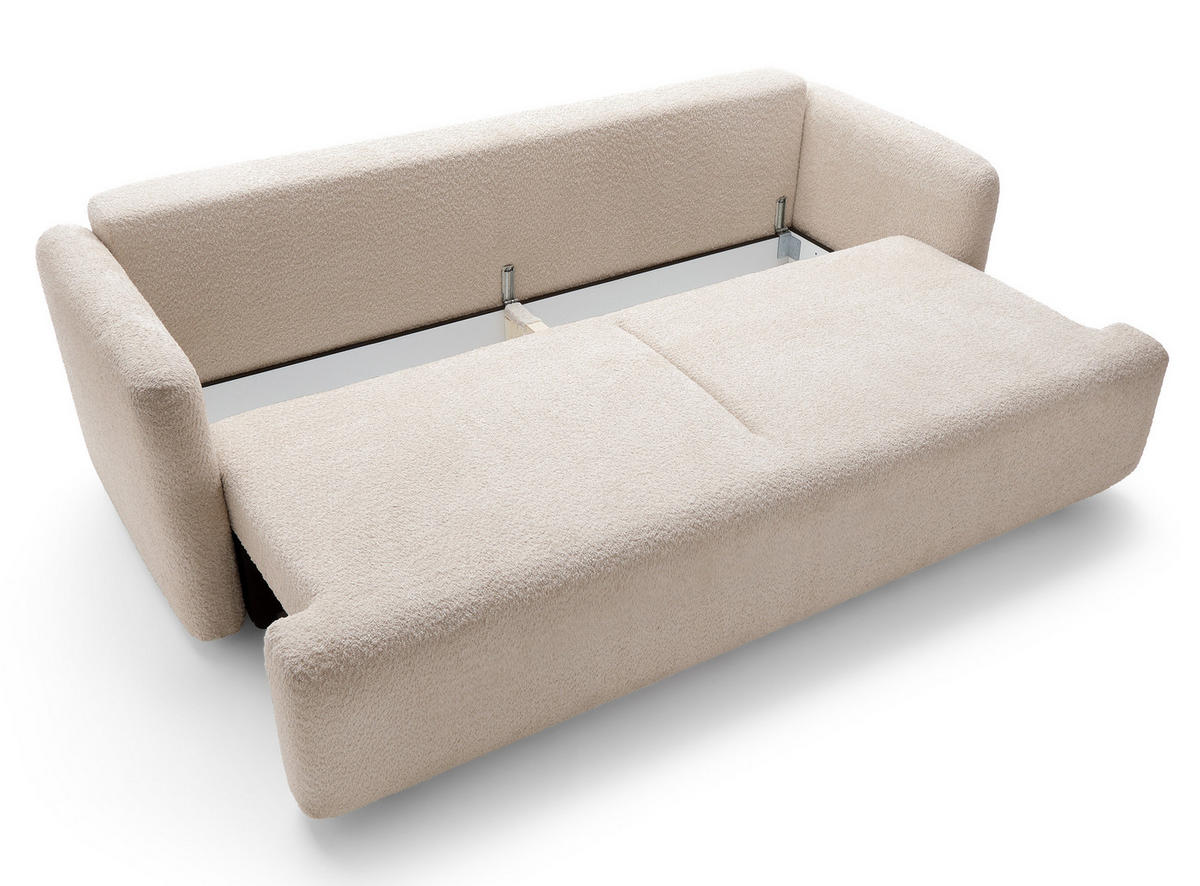 SCHLAFSOFA Lambina Beige Boucle - Beige/Schwarz, Kunststoff/Textil (227/92/104cm) - Selsey