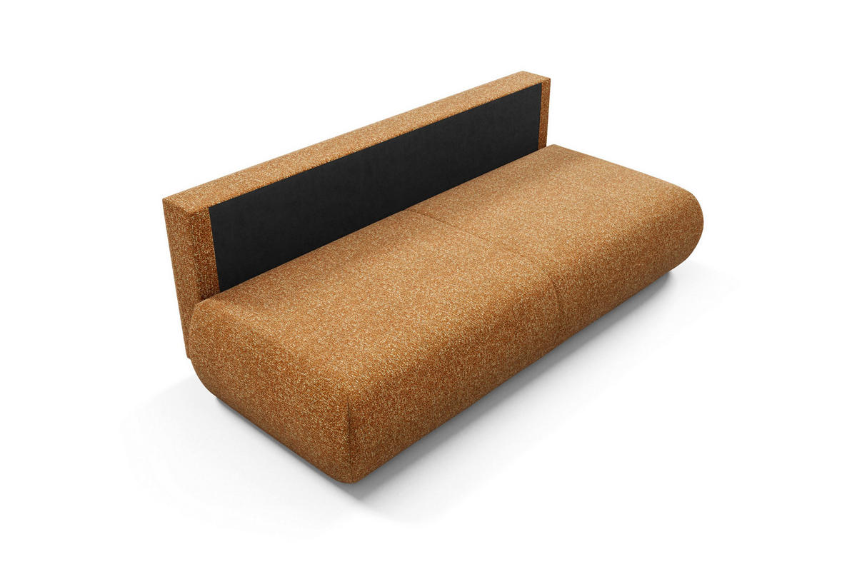 BETTSOFA DELTA Orange Geflochtener Stoff mit Schlaffunktion - Orange, Holz (214/74/100cm) - MASSENO