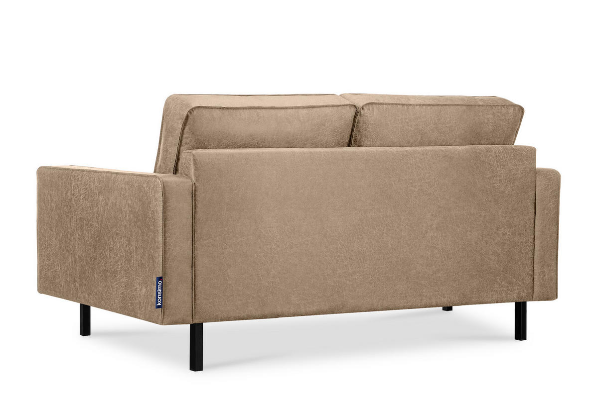 2-SITZER-SOFA INVIA Klassische-Stil mit Armlehnen, Lederoptik-Stoff, beige - Beige/Schwarz, Textil (164/87/98cm) - KONSIMO®