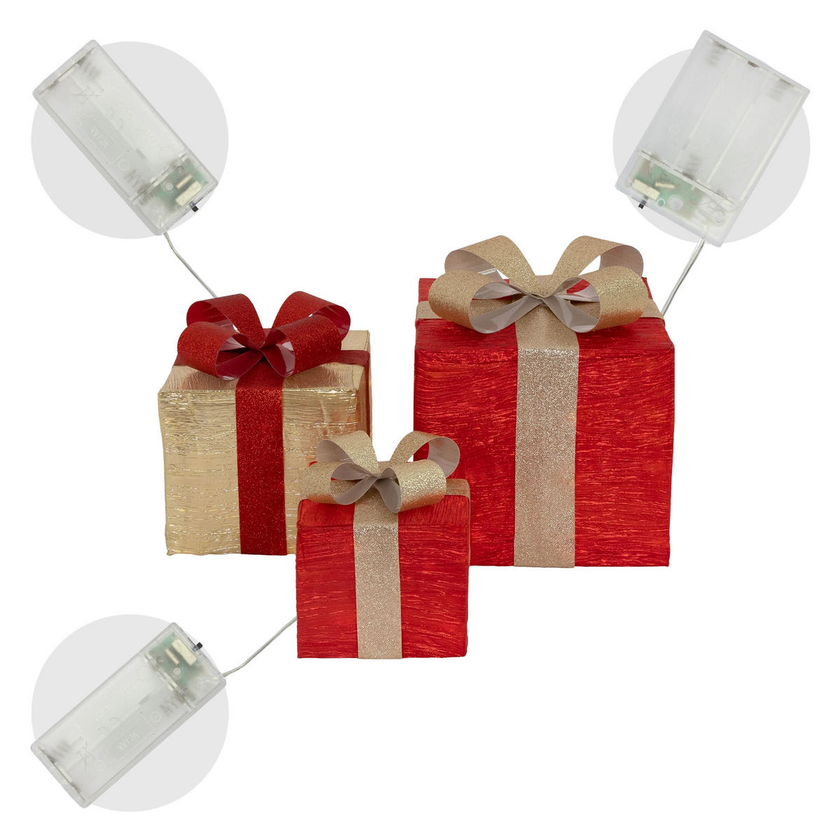 WEIHNACHT GESCHENKE 3er Set - Rot, Kunststoff (25/30/25cm)