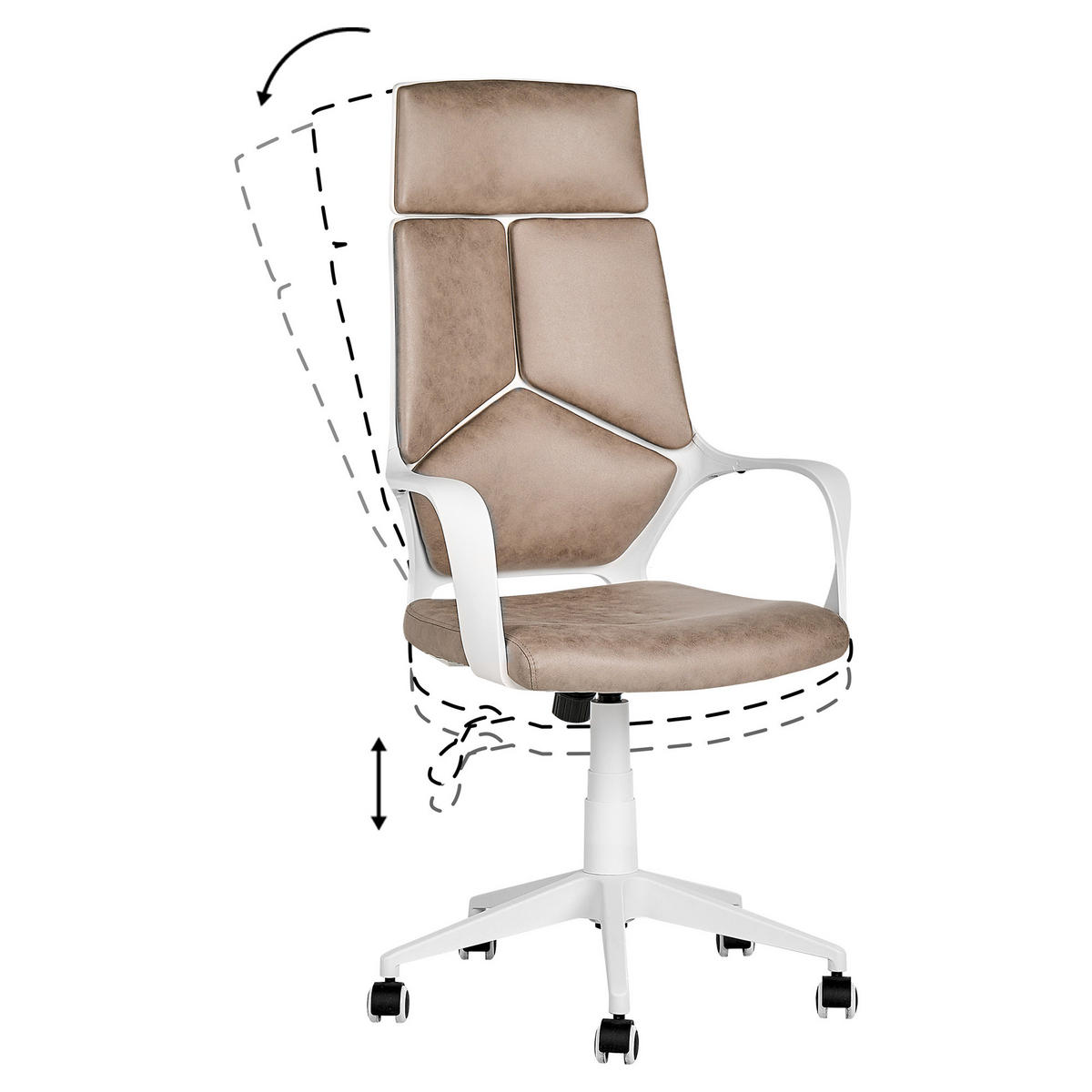 BÜROSTUHL Taupe/Weiß Delight - Beige, Kunststoff/Textil (64/116/64cm) - Beliani