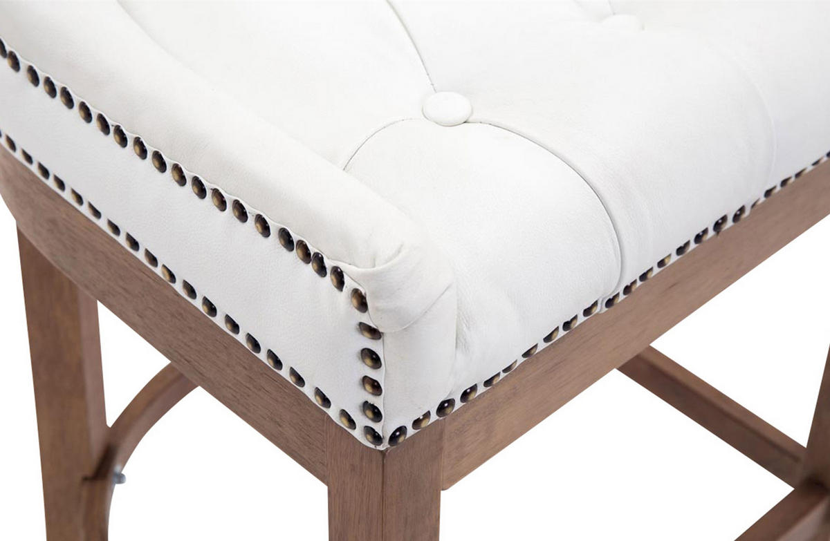 BARHOCKER Echtleder weiß - Naturfarben/Weiß, Leder/Holz (55/109/57cm) - CLP