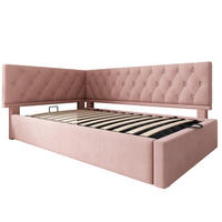 POLSTERBETT aus Samt 90x190 cm in Rosa mit hydraulischem Stauraum - Rosa, Textil (90/190cm) - Modfu