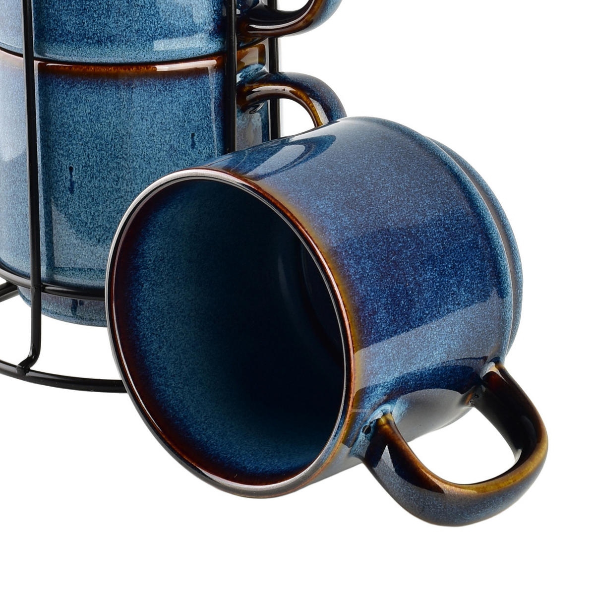 BECHER Evie 4er Set Dunkelblau 13/13/33 cm Porzellan - Blau, Keramik (0.37L) - Mondex