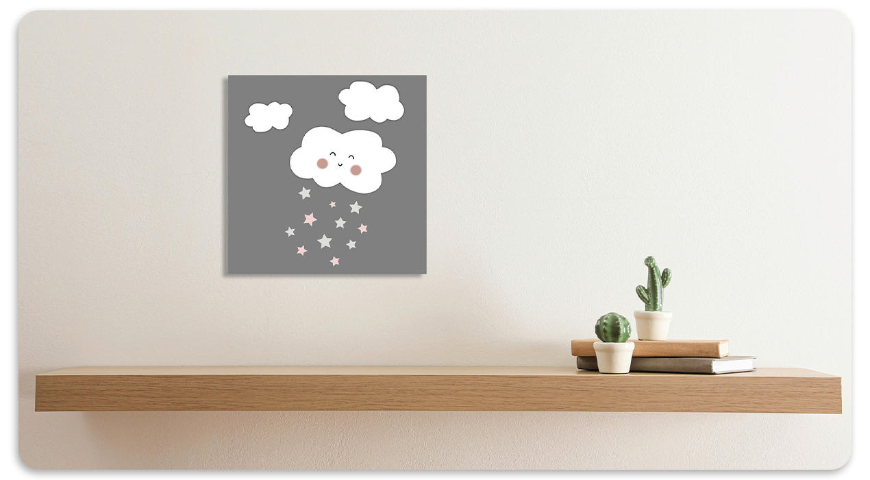 Kinderzimmer Dekoration graues Bild mit weißer Wolke