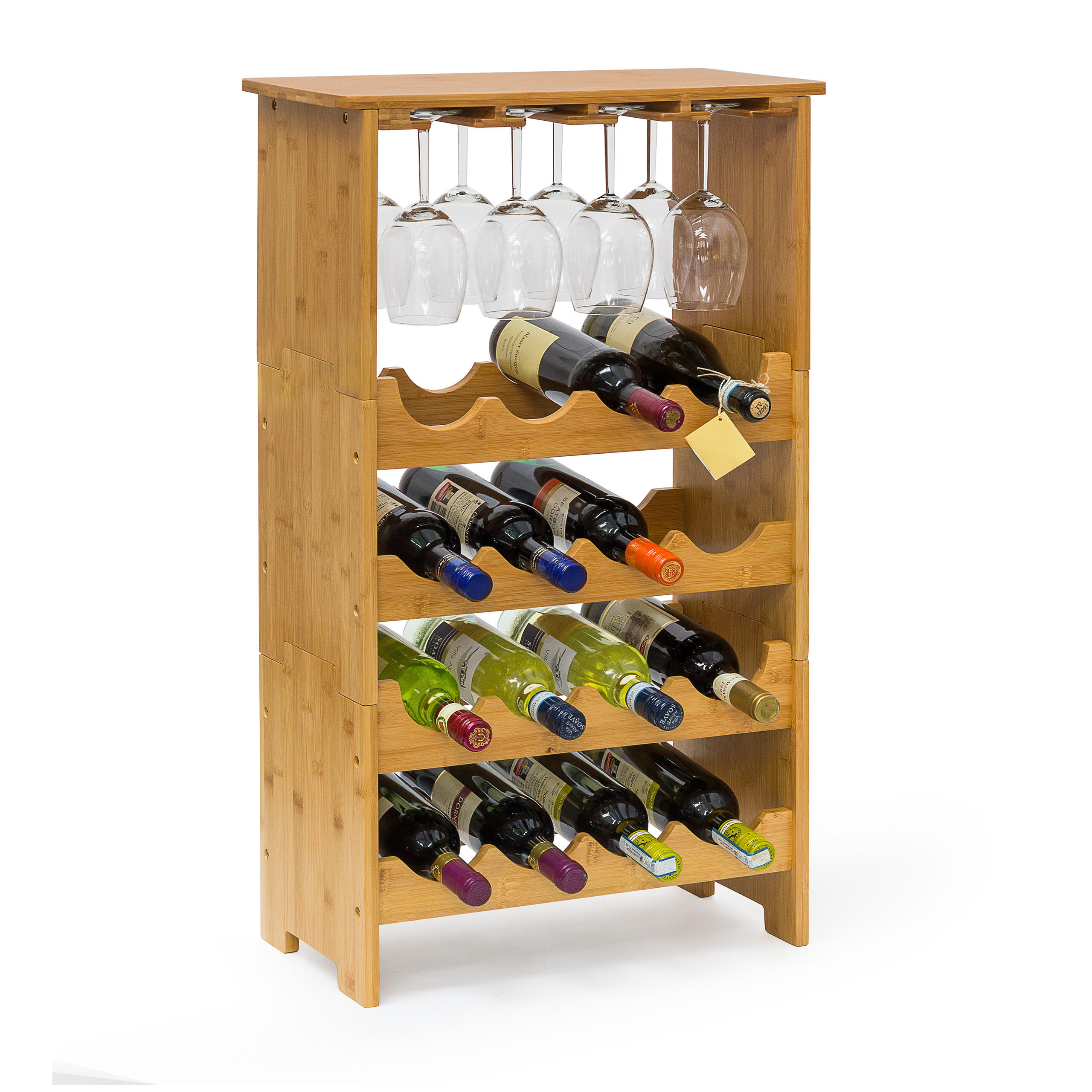 WEINREGAL - Hellbraun, Holz (50/84/24cm) - Relaxdays