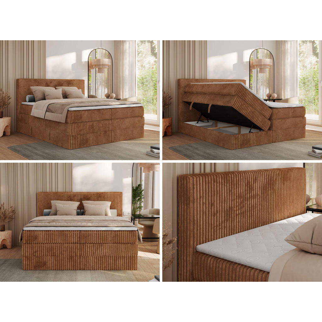 Thumbnail - MKS Boxspringbett, Orange, Textil, H4, 7-Zonen, Rechteckig, 140x200 cm, Oeko-Tex®, Schlafzimmer, Betten, Boxspringbetten