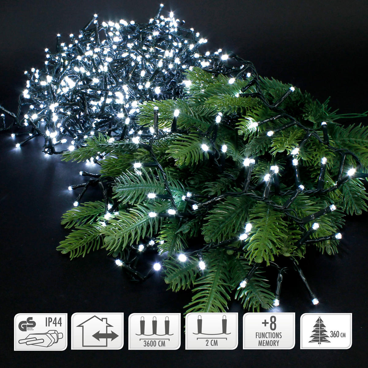 WEIHNACHT CLUSTER 1800 LED - Dunkelgrün, Kunststoff (3600cm) - ECD-Germany