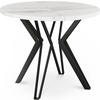 ESSTISCH Revena runder ausziehbarer, Marmor Weiß 120-200/120/76 cm - Ecru/Schwarz, Holzwerkstoff/Metall (120/120/76cm) - WFL GROUP