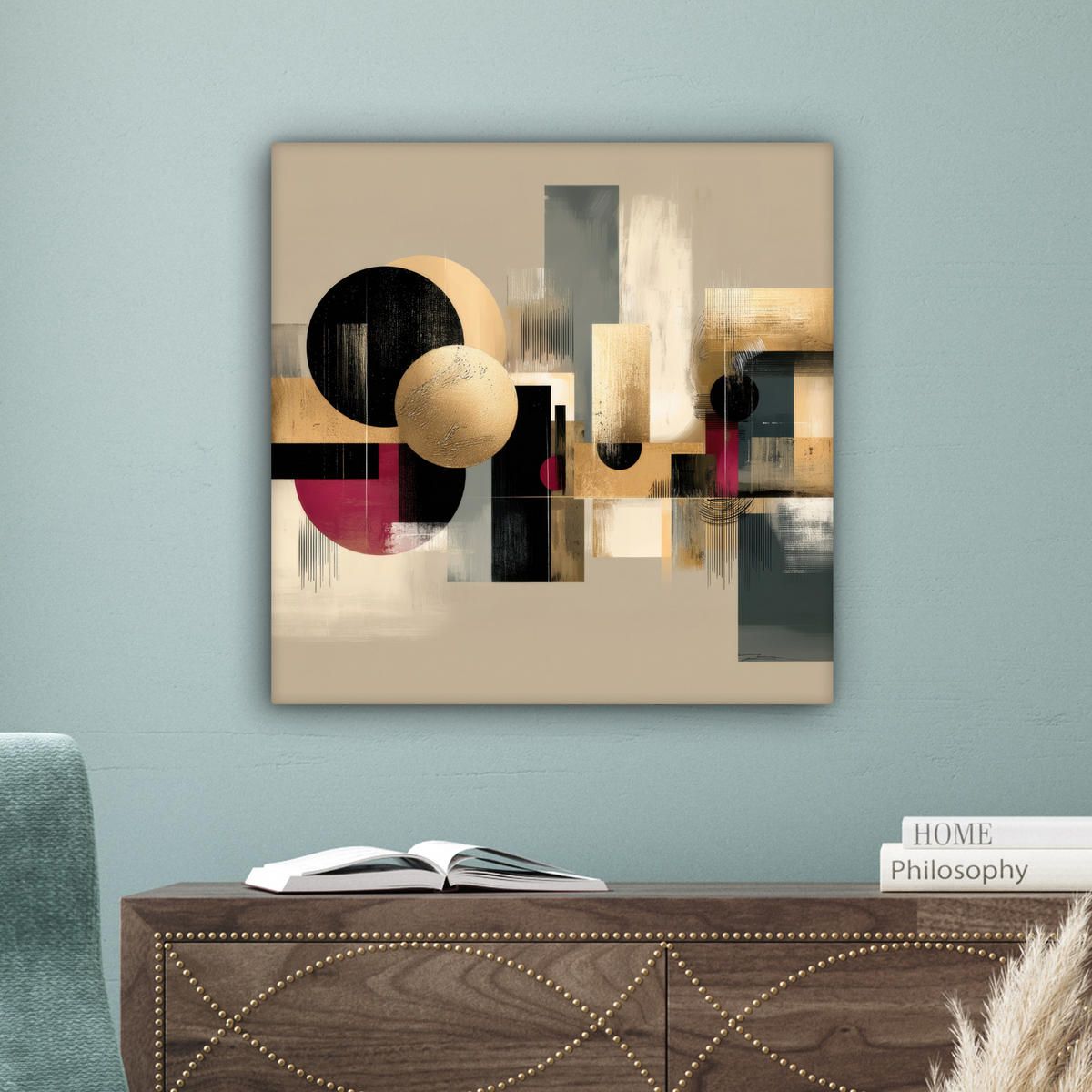 LEINWANDBILD Abstrakt - Formen - Beige - Texturen Wandbild Wohnzimmer 50x50 cm - Beige, Textil (50/50cm) - MuchoWow