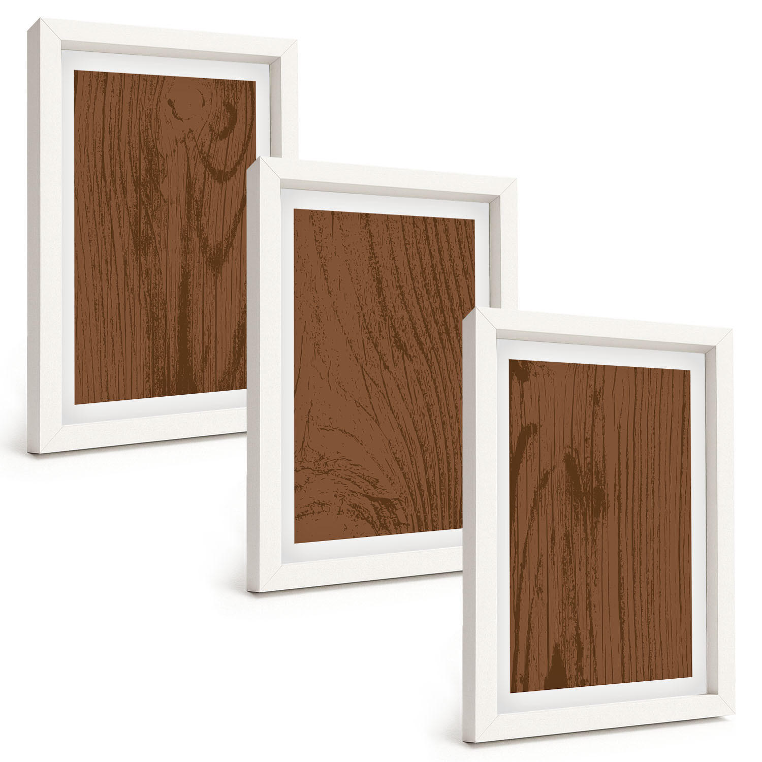 BILDER SET 3er Set - 20x30 cm Weißer Rahmen - Holzstruktur, Rinde, Minimalismus - Weiß, Kunststoff (20/30cm) - TULUP