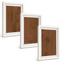 BILDER SET 3er Set - 20x30 cm Weißer Rahmen - Holzstruktur, Rinde, Minimalismus - Weiß, Kunststoff (20/30cm) - TULUP