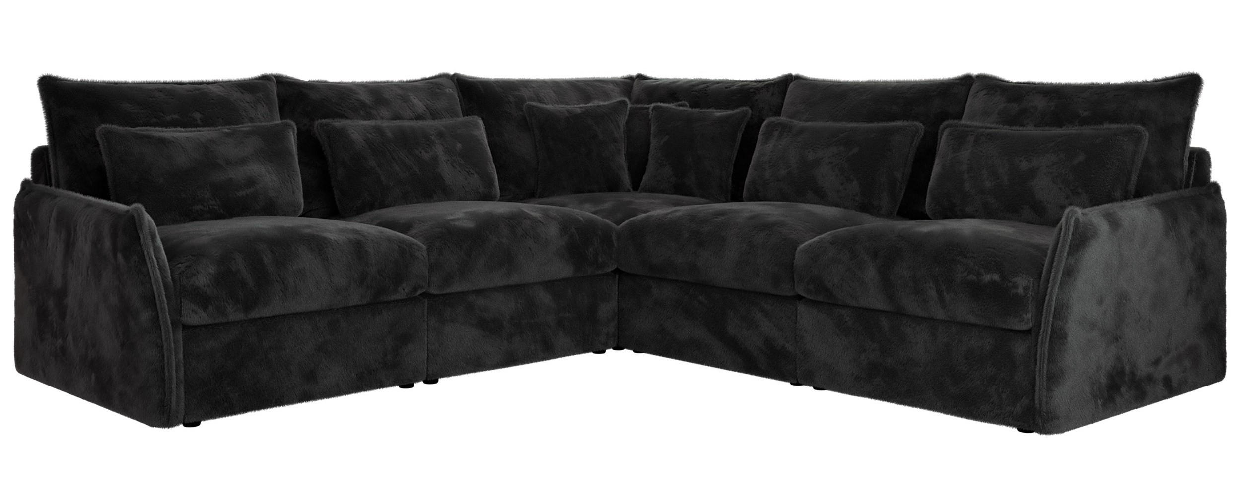 ECKSOFA VERSO L Dunkelgrau Plüsch - Dunkelgrau/Schwarz, Kunststoff/Textil (270/270cm) - MKS