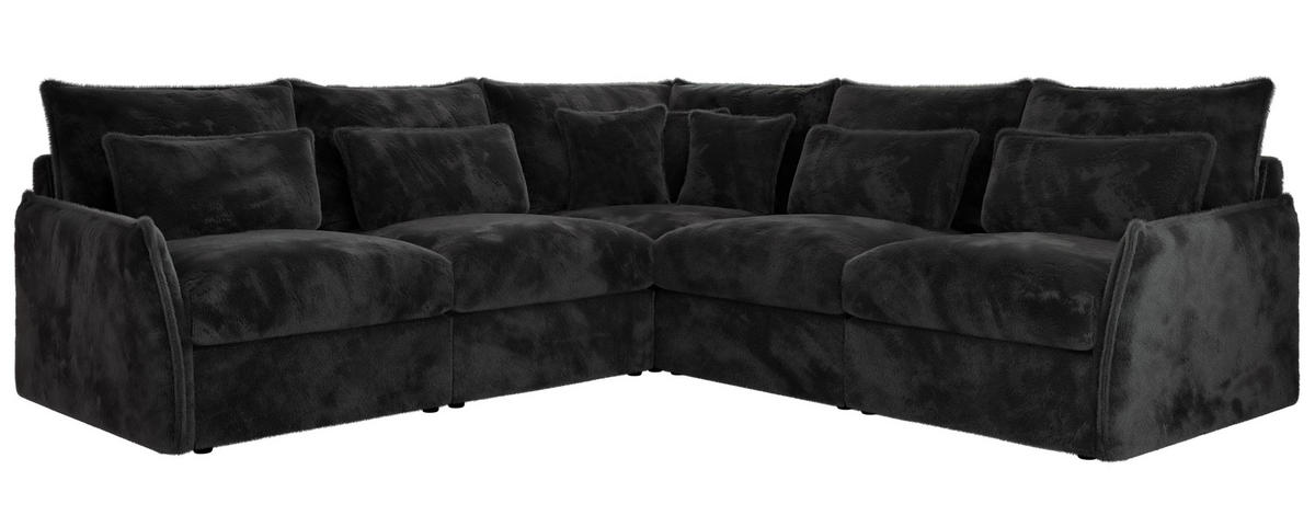 ECKSOFA VERSO L Dunkelgrau Plüsch - Dunkelgrau/Schwarz, Kunststoff/Textil (270/270cm) - MKS