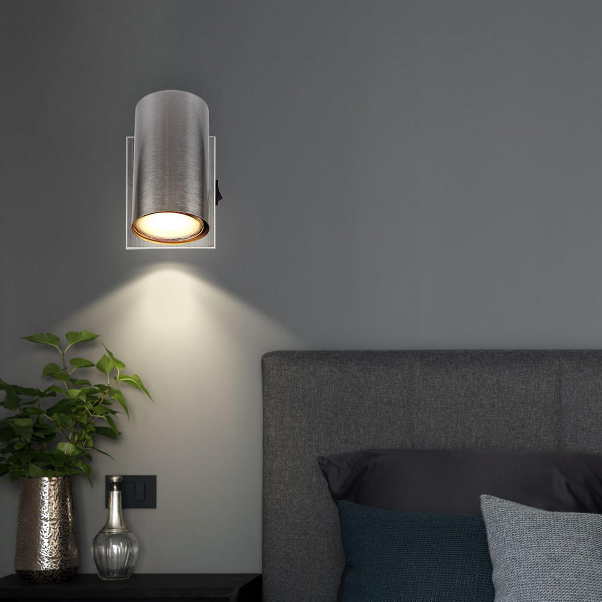 LED WANDLEUCHTE Robby Metall Silber - Silberfarben, Metall (7/10/12cm) - Globo Lighting