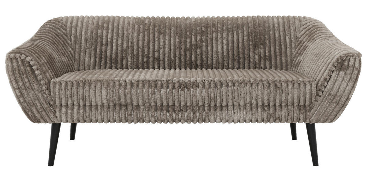 3-SITZER-SOFA PIRS - Hellbraun Cord - Schwarze Beine - Hellbraun/Schwarz, Holzwerkstoff/Textil (180/75/74cm) - MKS