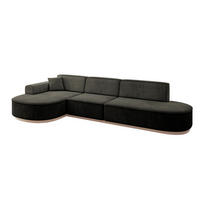 ECKSOFA Ottomane Links MARI-L2-v1 - 328x171x83 cm Schwarz Velours - Schwarz, Holzwerkstoff/Textil (328/171cm) - ALTDECOR