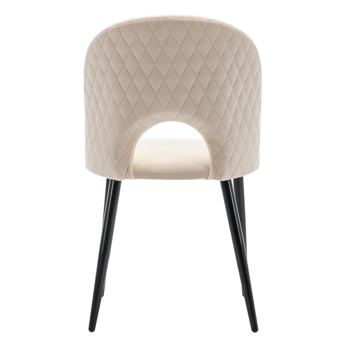 POLSTERSTUHL 2er-Set mit Rückenlehne Samt Beige Metallgestell - Beige, Metall (44/84/47cm) - Meubliv