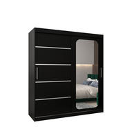SCHWEBETÜRENSCHRANK 200/180/62 2-türig - Silberfarben/Schwarz, Holz/Kunststoff (180/200/62cm) - MÖBEL KRYSPOL