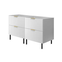 WASCHBECKUNTERSCHRANK, Weiß, 120 (2 x 60) x 77 x 46 cm, goldener Griff, schwarze Beine, ohne Arbeitsplatte - Goldfarben/Weiß, Holzwerkstoff (120/77/46cm) - 3XE LIVING