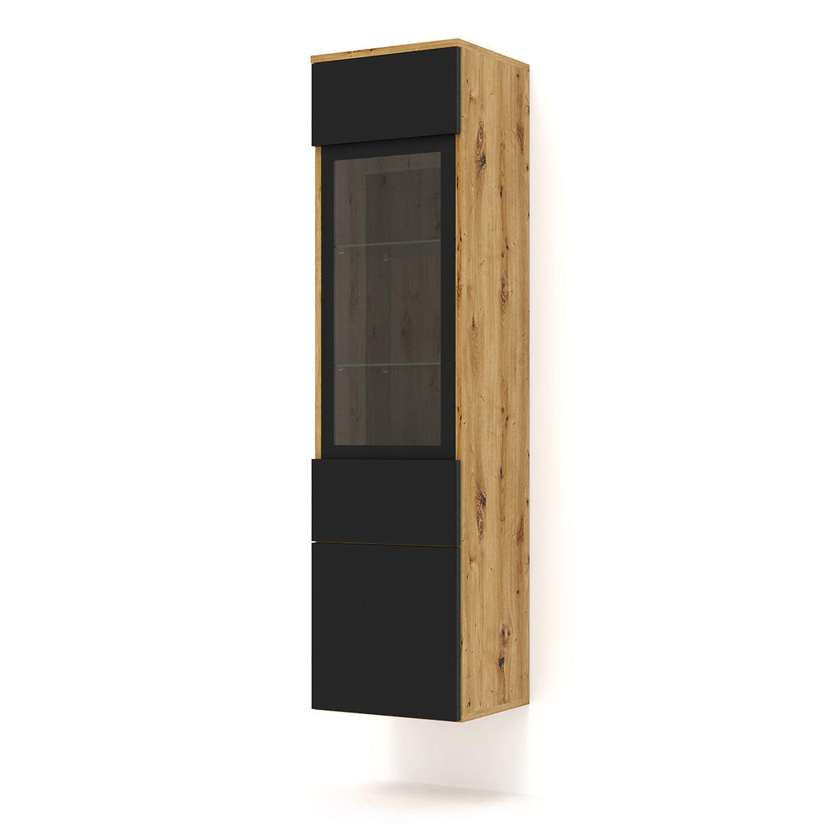 VITRINE Aurus Holz und Schwarz - Braun, Holzwerkstoff (37/143.5/33cm) - Petits-meubles