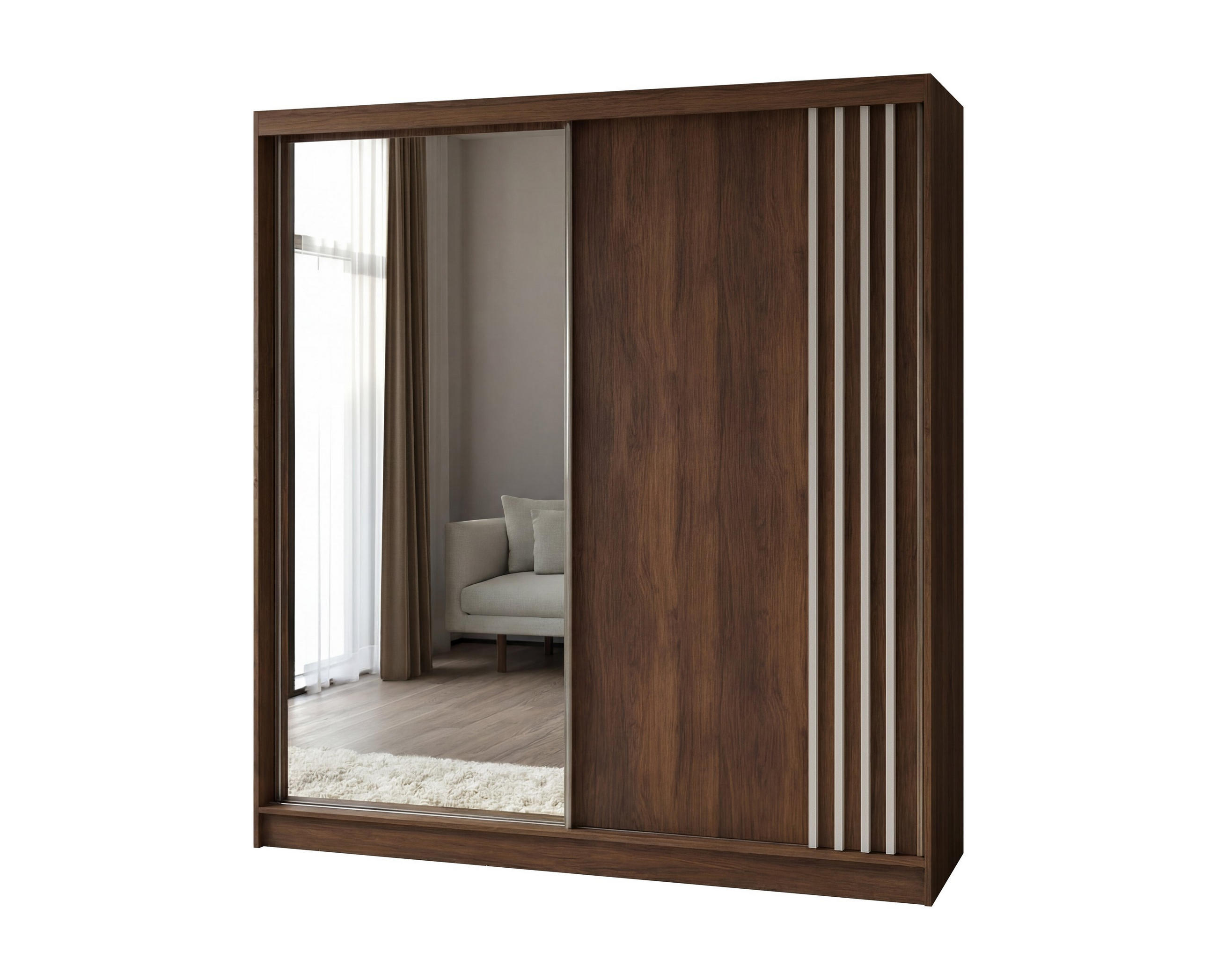 Masseno Schwebetürenschrank Nussbaum 200x216x61 cm
