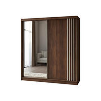 SCHWEBETÜRENSCHRANK NELVIA 200/216/61 cm Modern Kleiderschrank 2-türig mit Spiegel Nussbaumfarben - Nussbaumfarben, Holzwerkstoff (200/216/61cm) - MASSENO