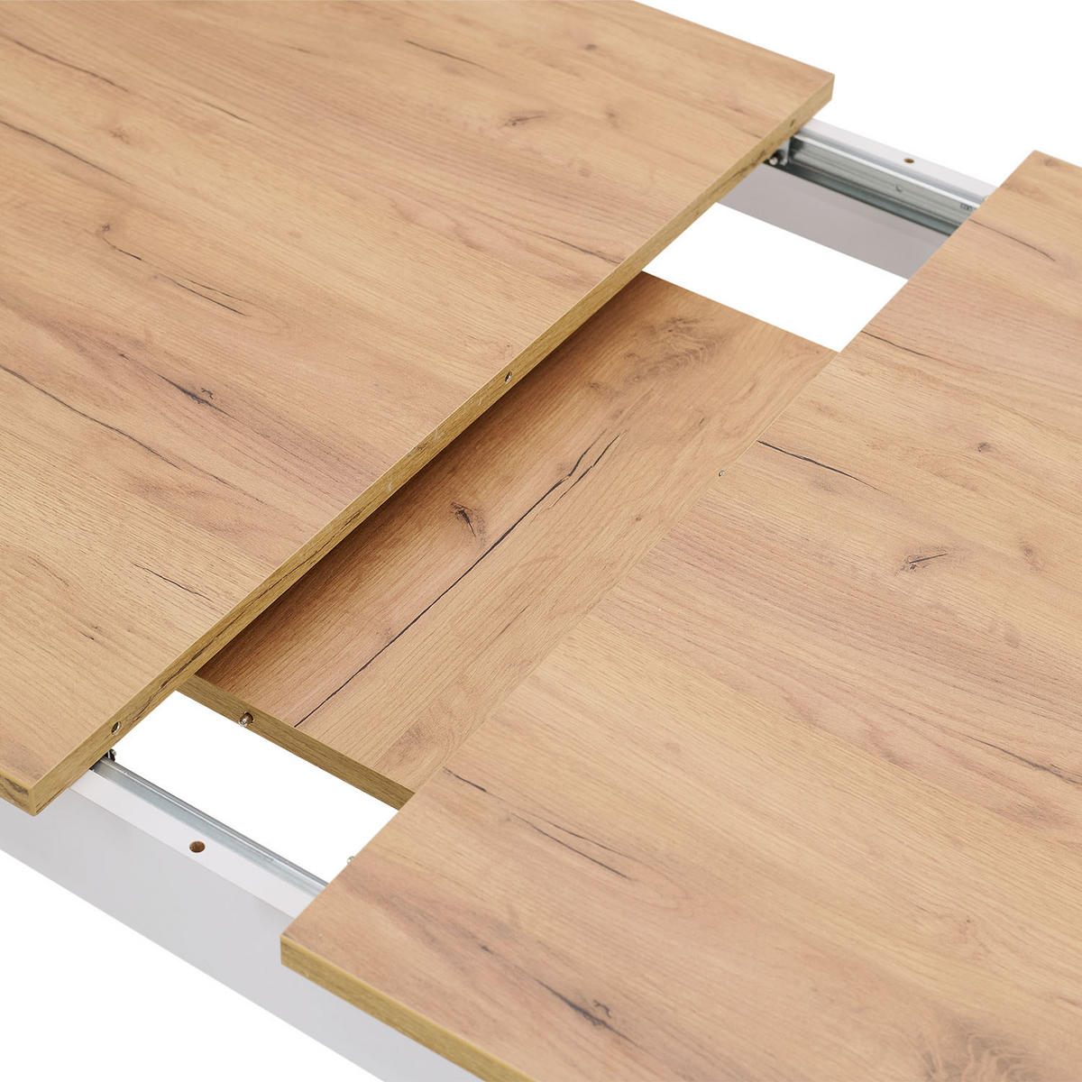 ESSTISCH Weiß in Naturholz135x86 cm ausziehbar - Weiß/Naturfarben, Holzwerkstoff (135/86/77cm) - Homestyle4u