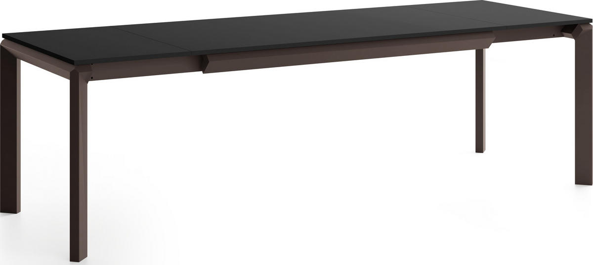 ESSTISCH Elan rechteckig ausziehbar verlängerbar mit Braunen Metallbeinen, Schwarz 160-250/90/76 cm - Schwarz/Braun, Holzwerkstoff/Metall (90/250/76cm) - WFL GROUP