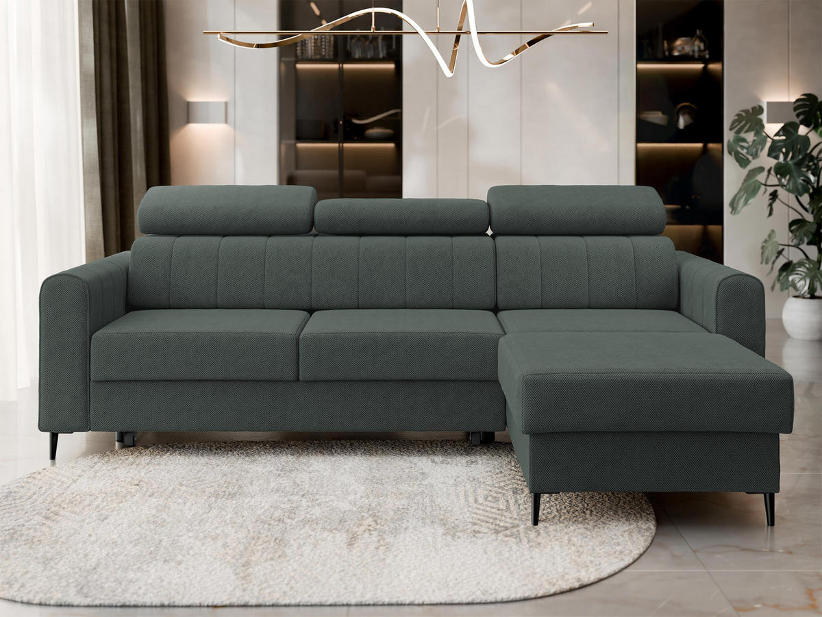 ECKSOFA Toronto III - Schwarz/Grau, Holz/Kunststoff (250/169cm) - MIRJAN24