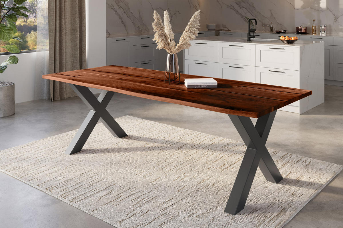 ESSTISCH POLLY - Schwarz/Braun, Holz/Metall (100/280/77cm) - SAM